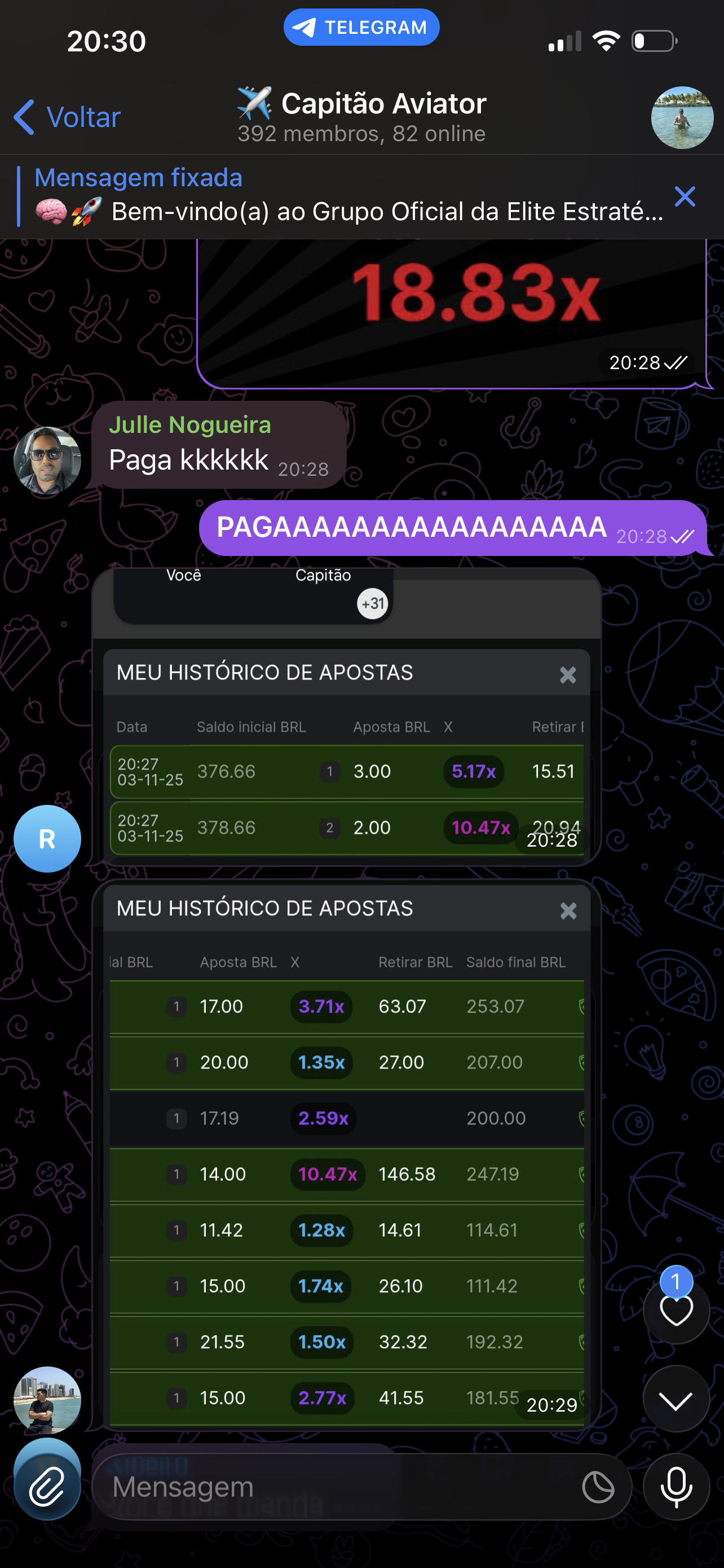 Sequência de vitórias confirmadas